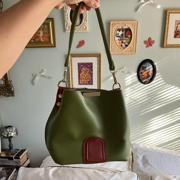 Stylish Green and Brown Women's Bag - Picture 2 of 8